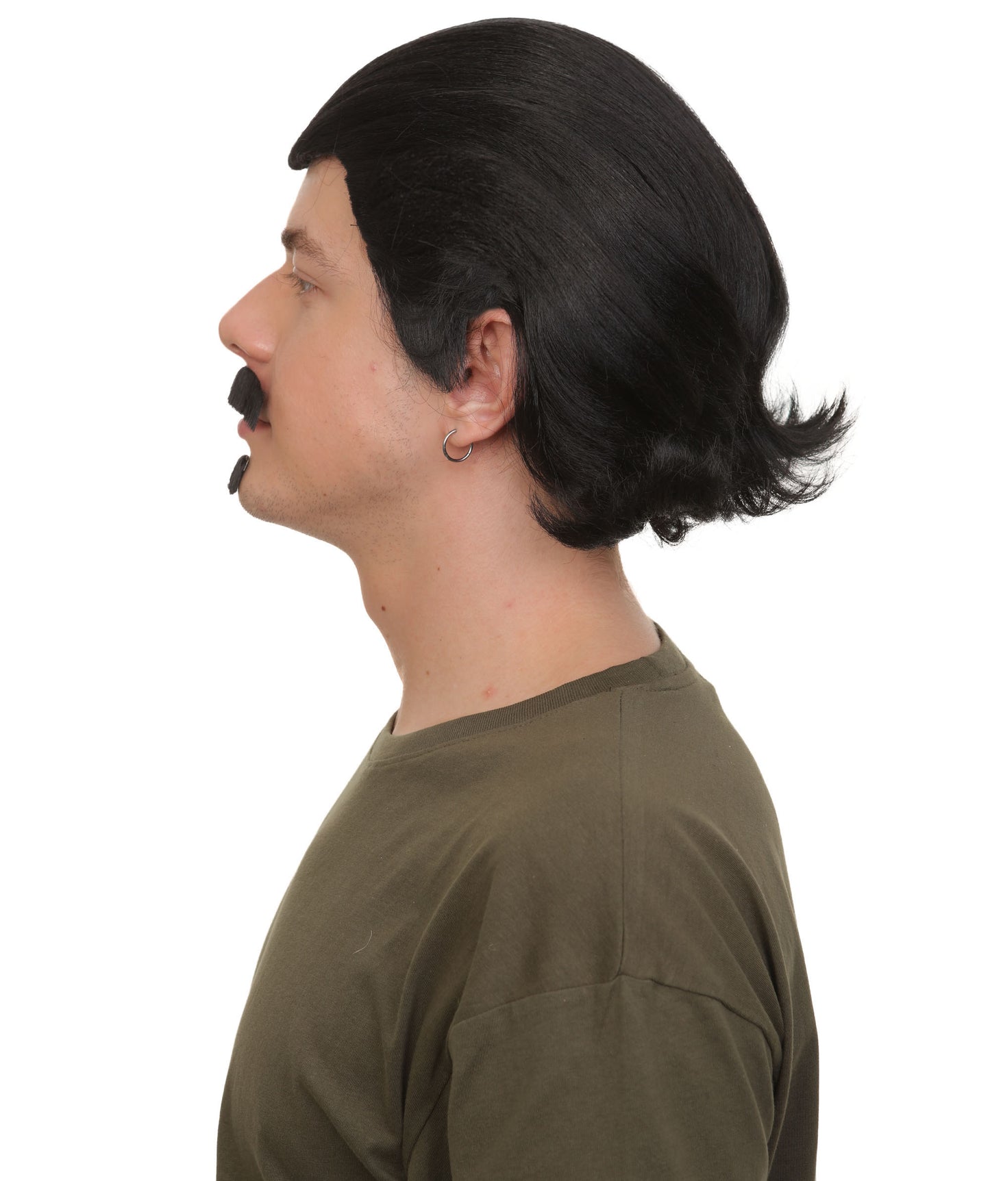 Men's Black Slick Back Dutch Van Der Linde Wig – Red Dead Redemption Inspired Costume Wig for Cosplay & Halloween – Realistic Long Curly Slick Back Hair Wig for Men