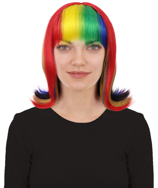 Women's Light Up Rainbow Wig | Vibrant Halloween Costume Hair for Parties | Breathable Capless Cap