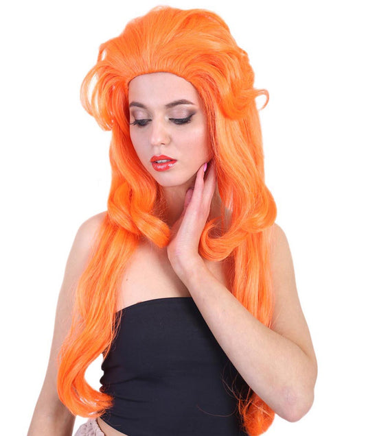 HPO Singer  Womens Wig | Orange Long Pop Star Wig | Premium Breathable Capless Cap