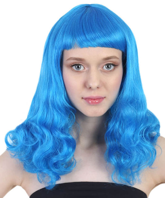 Blue Angel Womens Wig | Long Curly Fashion Halloween Wig | Premium Breathable Capless Cap