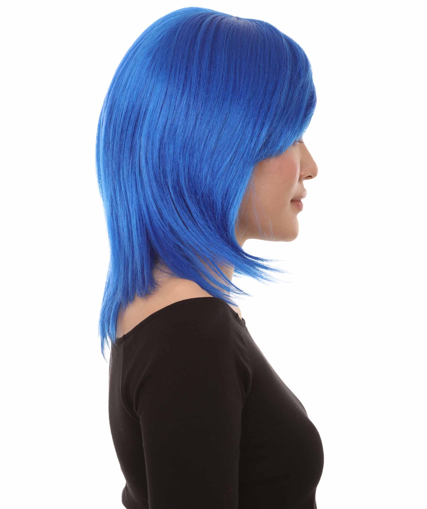 Shoulder Length Bob with Side Bangs Party Wig |  Halloween Wig | Premium Breathable Capless Cap
