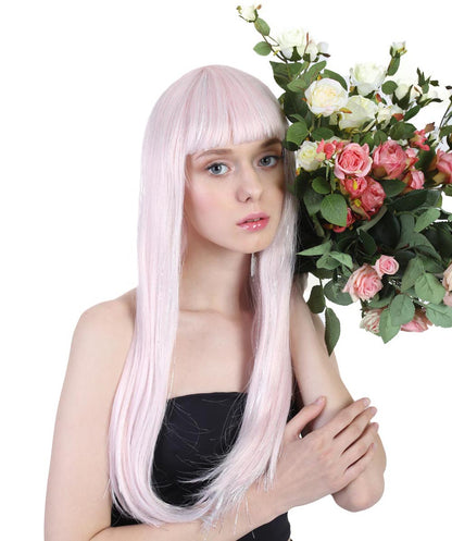 Pink & Silver Tinsel Wig