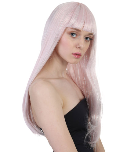 Pink & Silver Tinsel Wig