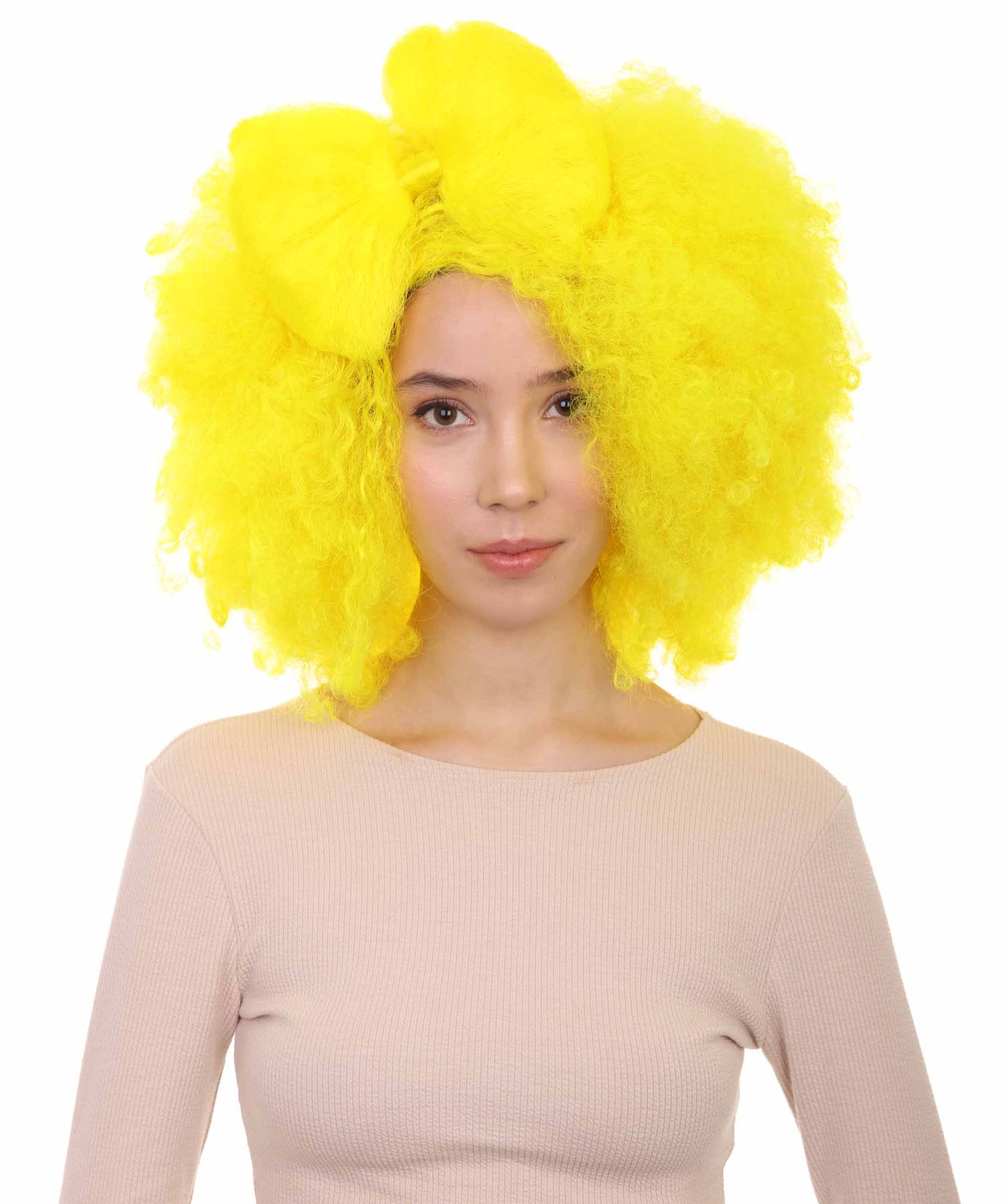 HPO Women's Jumbo Afro Small Bow Wigs Collections | Super Size Halloween Wigs | Premium Breathable Capless Cap