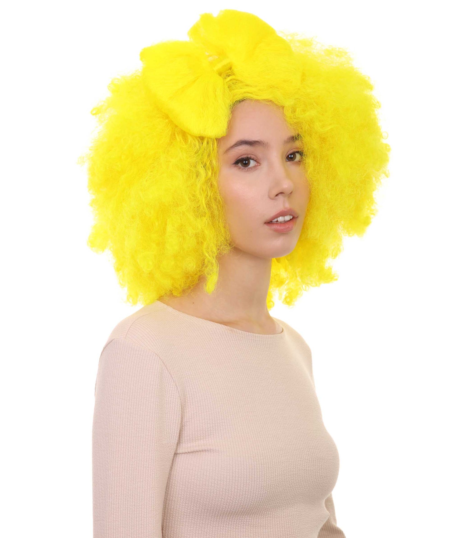 HPO Women's Jumbo Afro Small Bow Wigs Collections | Super Size Halloween Wigs | Premium Breathable Capless Cap