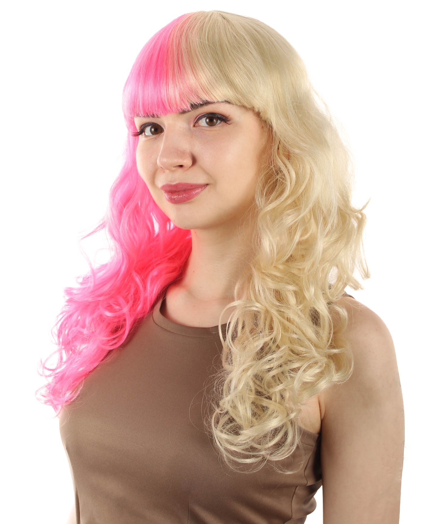 HPO Women's Wig for Fancy Anti-Hero Girl | Long Curly Party Ready Fancy Halloween Wigs | Premium Breathable Capless Cap