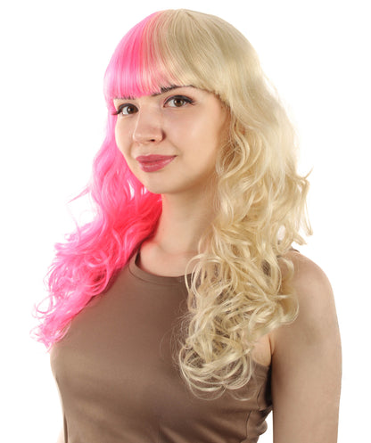 HPO Women's Wig for Fancy Anti-Hero Girl | Long Curly Party Ready Fancy Halloween Wigs | Premium Breathable Capless Cap