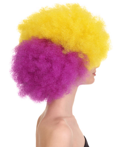 HPO Women's Carnival Mardi Gras Tri-Color Wig | Jumbo Afro Halloween Wig | Premium Breathable Capless Cap