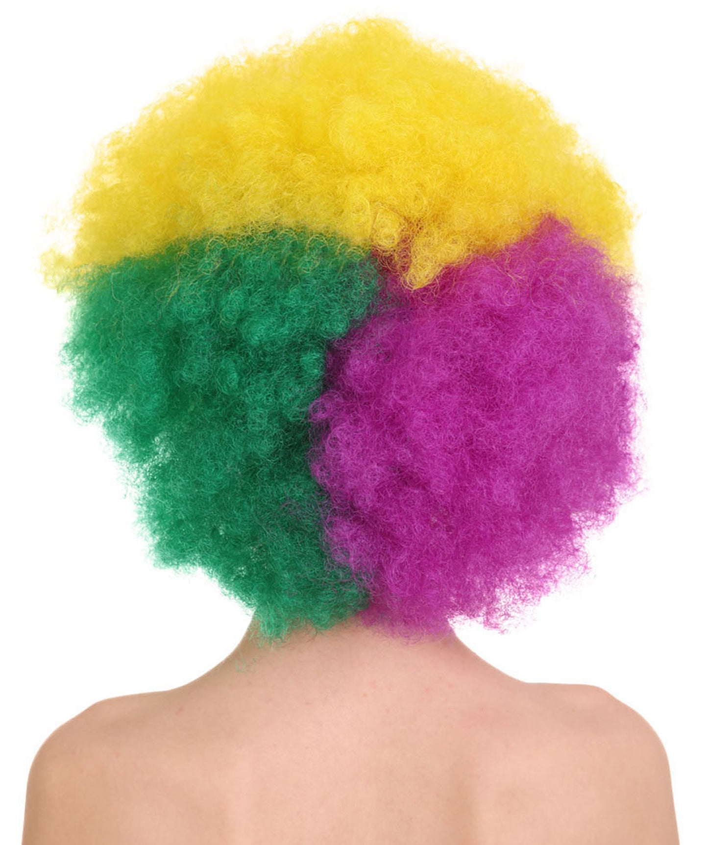 HPO Women's Carnival Mardi Gras Tri-Color Wig | Jumbo Afro Halloween Wig | Premium Breathable Capless Cap