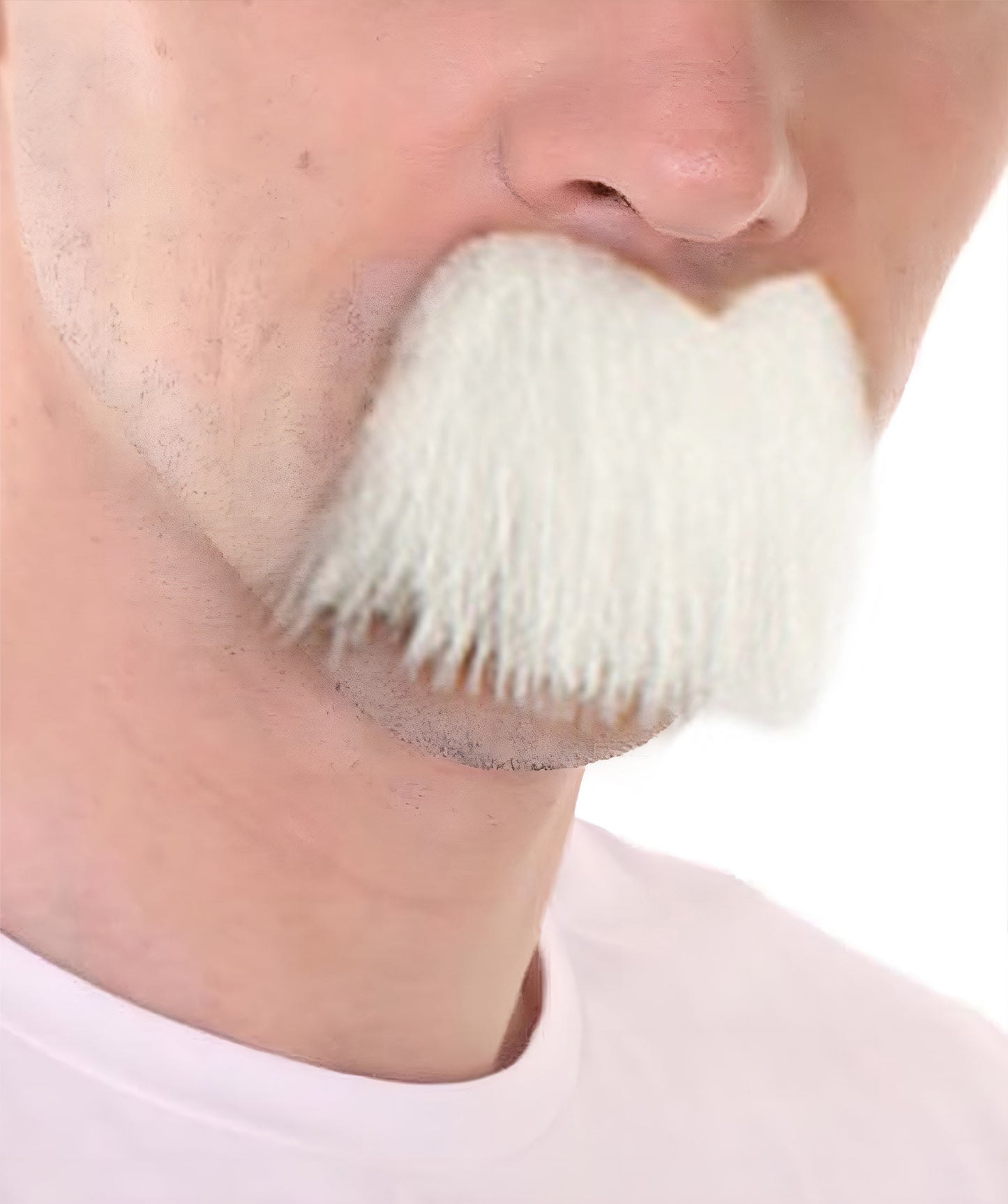 Men's Short Fluffy White Scientist Mustache , Stage ready perfect for cosplay, drag, and performance