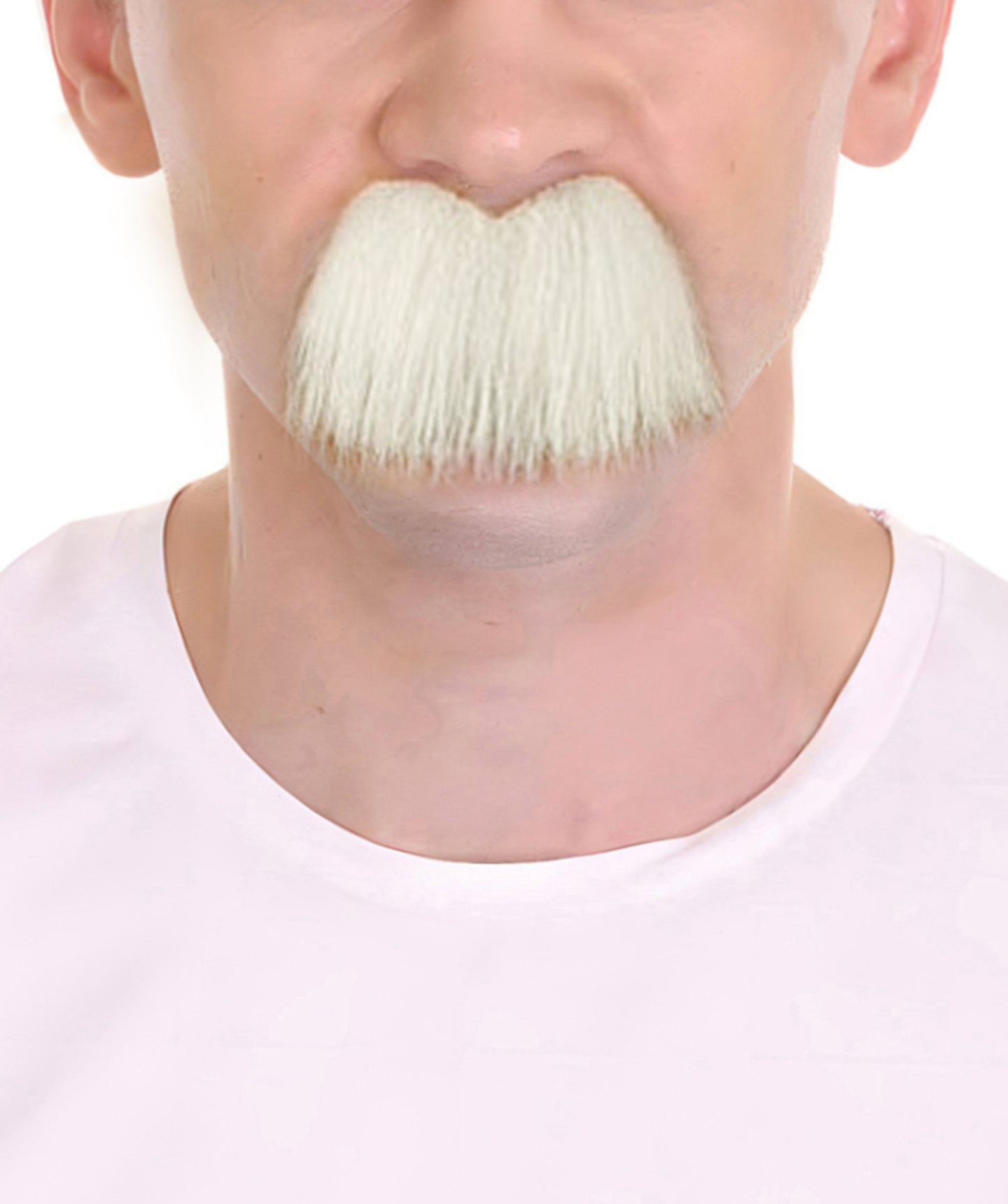 Men's Short Fluffy White Scientist Mustache , Stage ready perfect for cosplay, drag, and performance