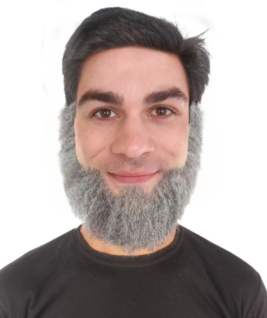 Men's Spade Human Hair Mid Length Beard | Grey Facial Hair | HPO