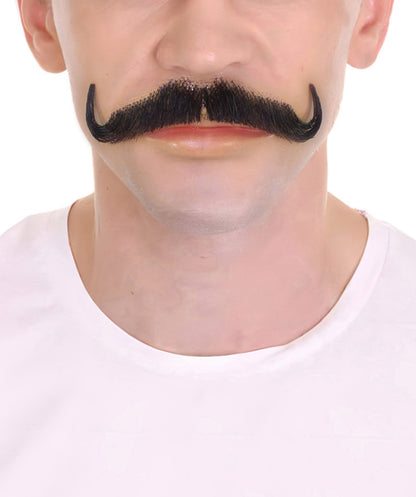HPO Men's Classic Holiday Doc Mustache | Multiple Colors | Novelty False Facial Hair | Costume Accessory for Adults