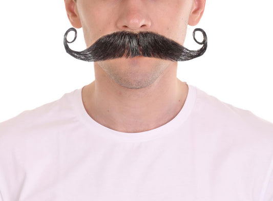 Men's Captain Hook Mustache | Human Hair Curly Multiple Color Facial Hair