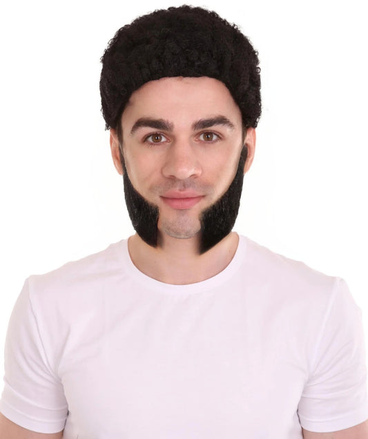 HPO Men's Mutton Chops Side Burns | Human Facial Hair | Black Color