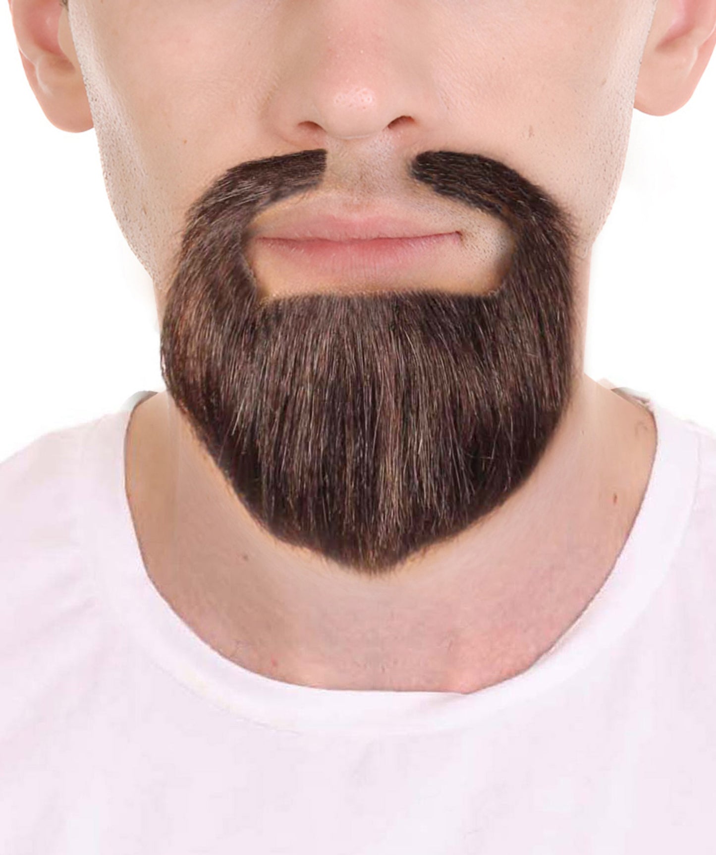 Men's Short Dark Brown Circle Goatee False Beard, High Quality Synthetic Fiber