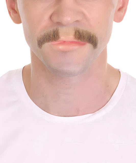 HPO  Men's Fake Human Hair Mustache,Light Brown Novelty False Facial Hai