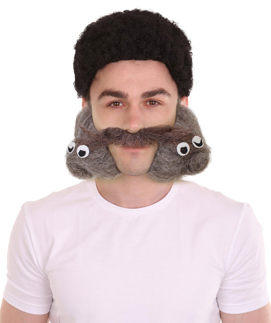 HPO Men's Hulihee Beard & Mustache | Perfect for Halloween | Flame-retardant Synthetic Fiber