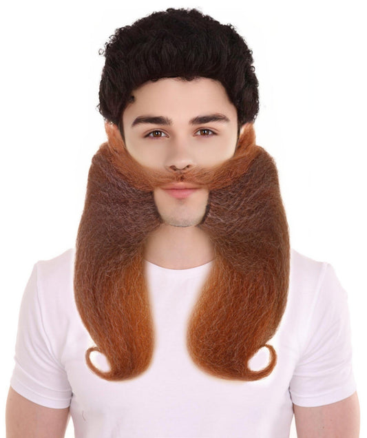 HPO Men's Partial Beard & Mustache Set| Perfect for Halloween| Flame-retardant Synthetic Fiber
