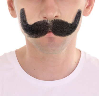 HPO Adult Men HANDLEBAR Tash – Multiple  Handlebar Mustache, Self-Adhesive Lightweight Synthetic Fiber Perfect for Cosplay and Themed Events