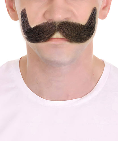 HPO Adult Men HANDLEBAR Tash – Multiple  Handlebar Mustache, Self-Adhesive Lightweight Synthetic Fiber Perfect for Cosplay and Themed Events