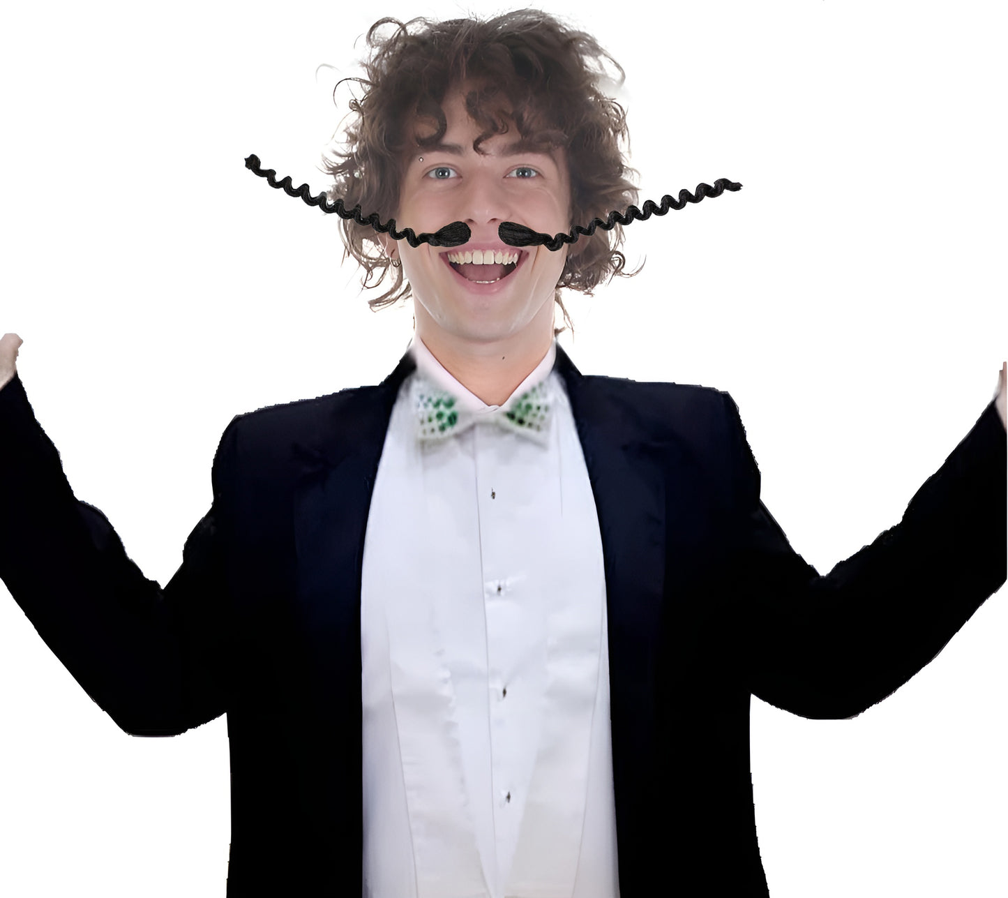 HPO Adult Men's Thin and Long Black Singer Compare Moustache | Perfect for Cosplay| Flame-retardant Synthetic Fiber