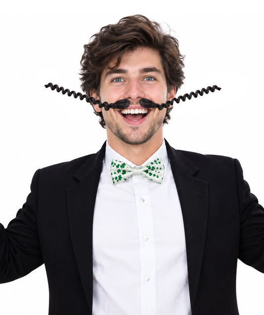 HPO Adult Men's Thin and Long Black Singer Compare Moustache | Perfect for Cosplay| Flame-retardant Synthetic Fiber