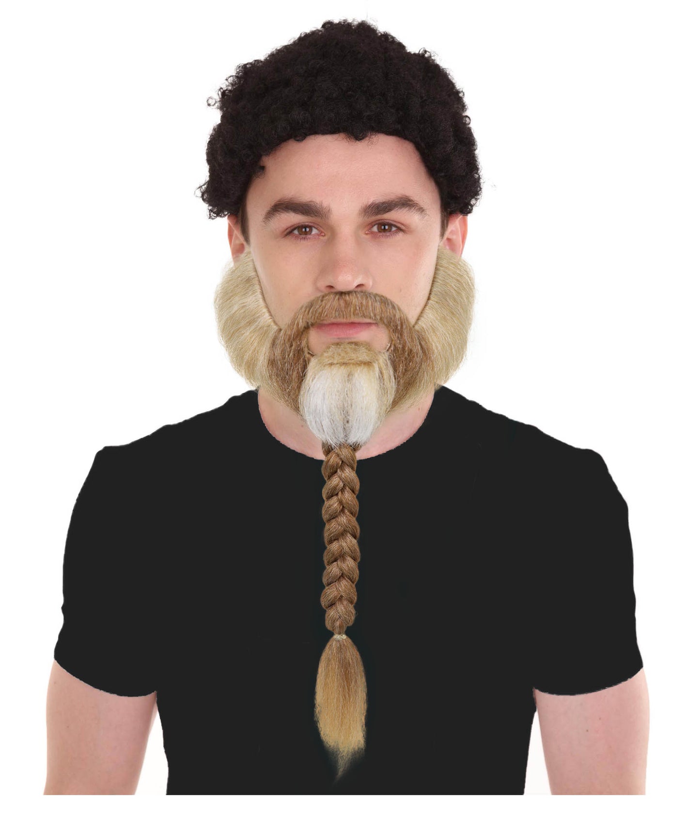 HPO Adult Men’s Long Beard & Mustache Set | Style for Round Face | Realistic Costume Facial Hair Accessory