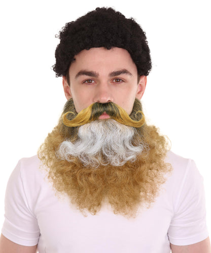 HPO Adult Men’s Groomed Beard & Mustache Set | Celebrate World Beard Day with Realistic Facial Hair