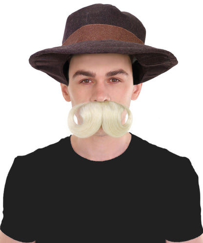Men's Deluxe Bavarian Trenker Brown Hat & Blonde Mustache – Oktoberfest Accessory Set