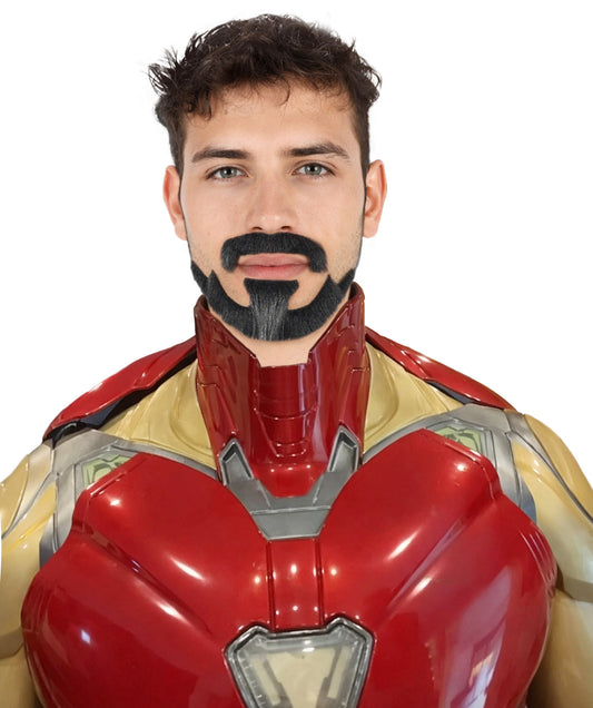 HPO Adult Men’s Short Goatee Moustache & Beard Set | Defined Facial Hair Accessory | Party Outfit Styling for Theme Events, Parties & Stage Roles