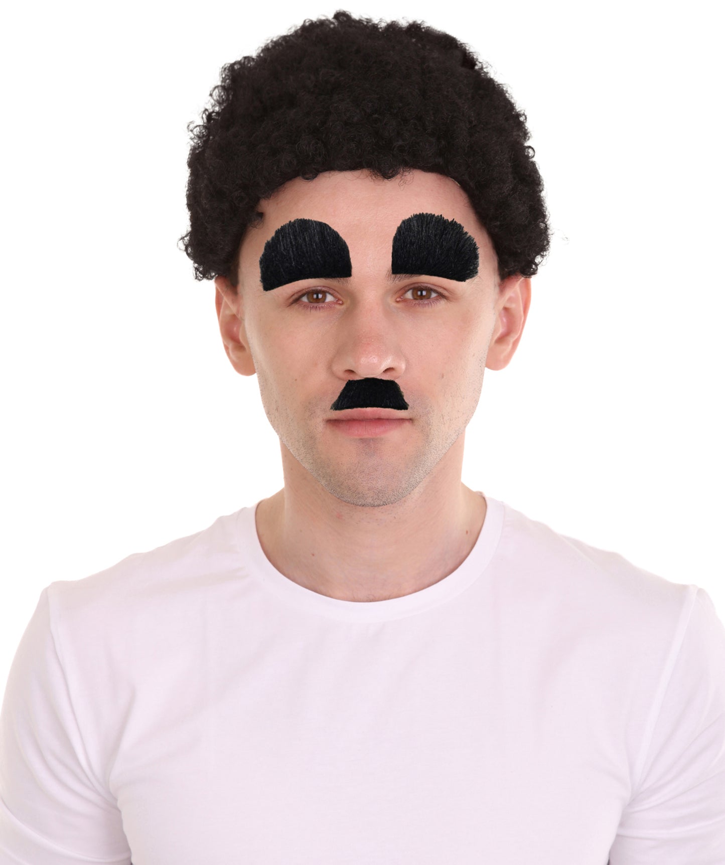 HPO Men's Silent Movie Star Mustache & Eyebrows Set | Classic Mustache and Eyebrow Costume Accessory for Men | Halloween, Cosplay, Stage & Parties
