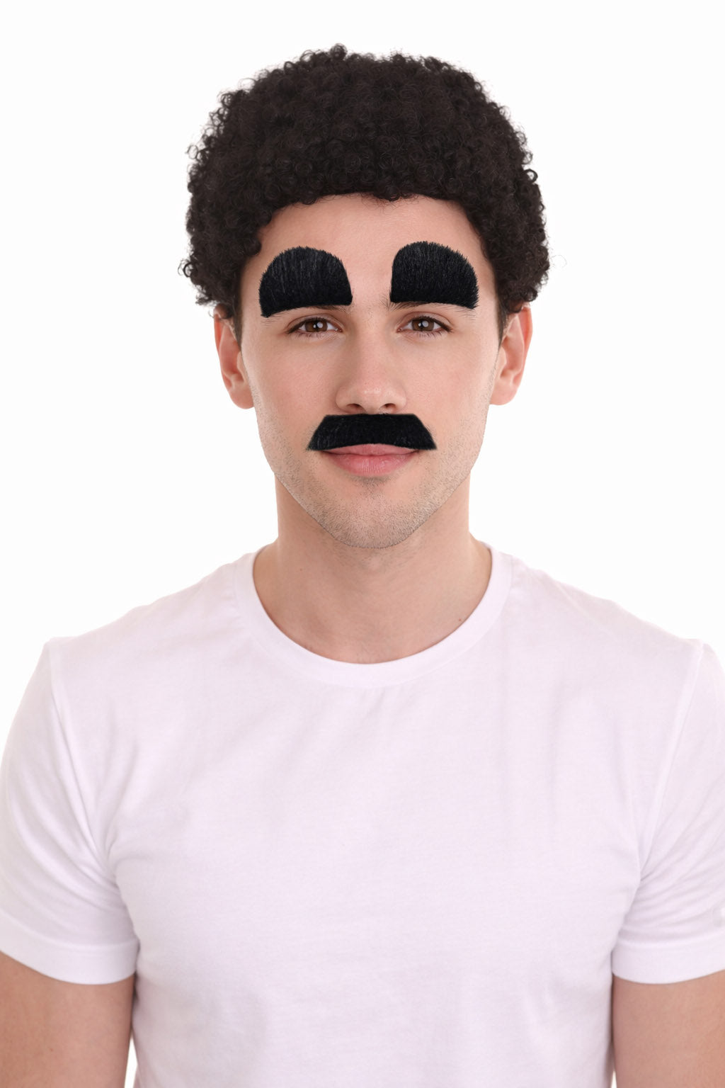 HPO Men's Silent Movie Star Mustache & Eyebrows Set | Classic Mustache and Eyebrow Costume Accessory for Men | Halloween, Cosplay, Stage & Parties