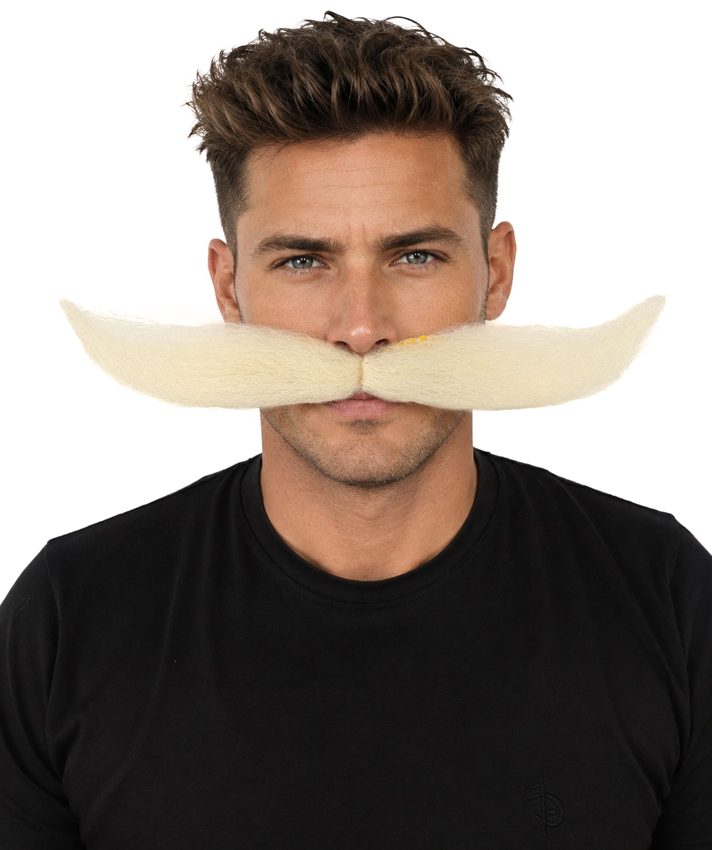 HPO Adult Men's Giant Mustache | Multiple Color Options | Self-Adhesive Fake Mustache | Realistic Costume Facial Hair Accessory for Halloween, Parties & Roleplay