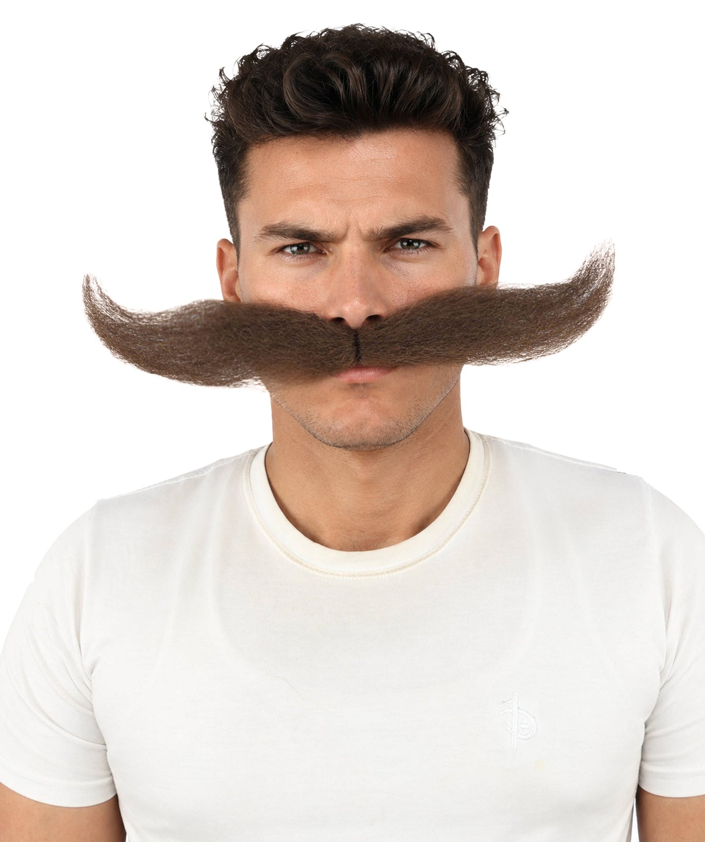 HPO Adult Men's Giant Mustache | Multiple Color Options | Self-Adhesive Fake Mustache | Realistic Costume Facial Hair Accessory for Halloween, Parties & Roleplay