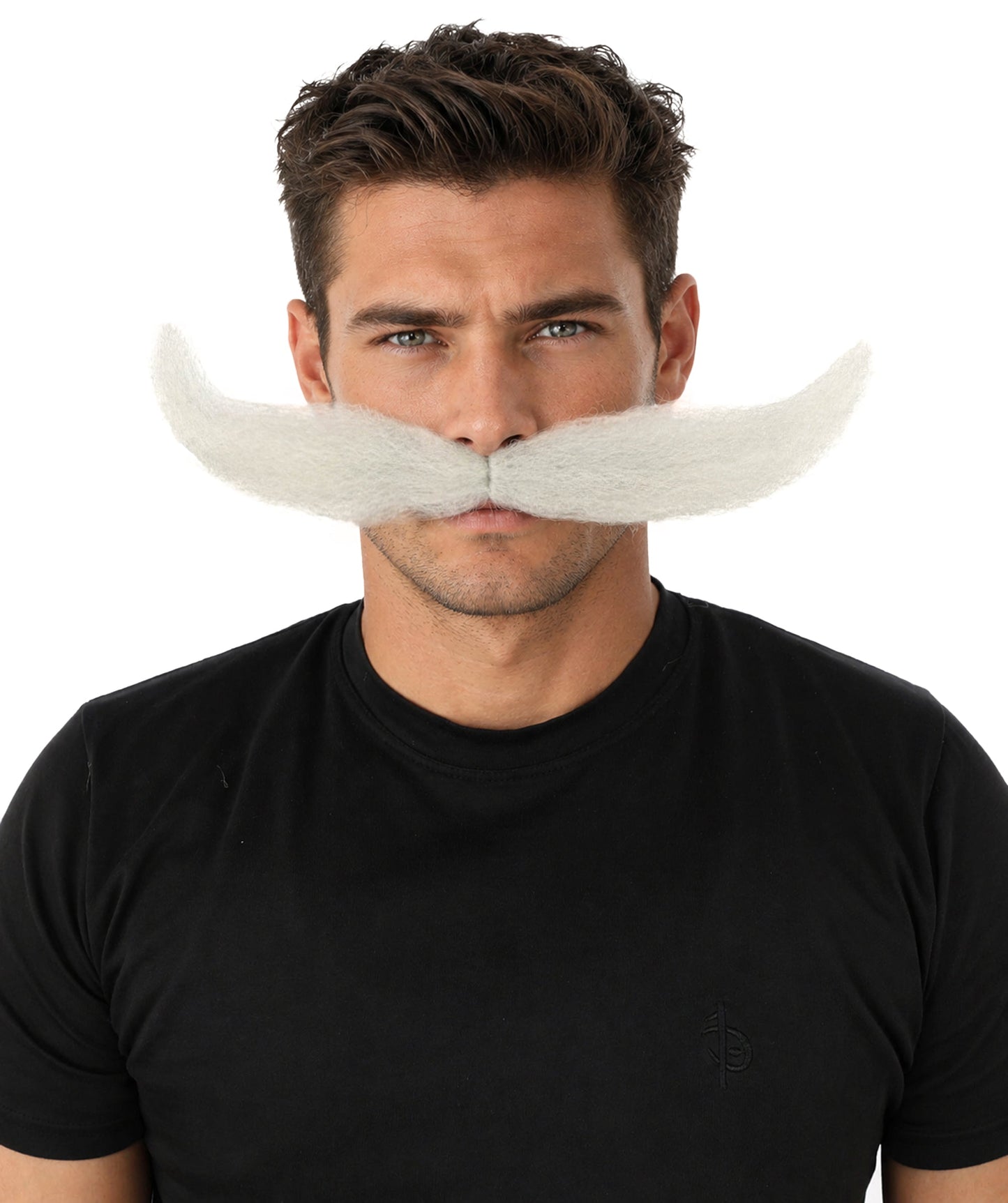 HPO Adult Men's Giant Mustache | Multiple Color Options | Self-Adhesive Fake Mustache | Realistic Costume Facial Hair Accessory for Halloween, Parties & Roleplay
