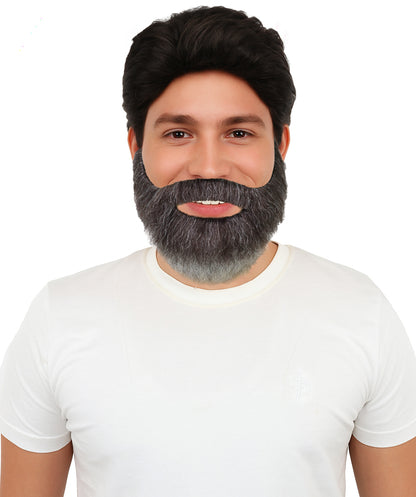 HPO Men’s Thick Curved Fake Multicolor Beard & Mustache – Stick-On Costume Facial Hair | Funny Cosplay, Theatre, Skits, Theme Parties, Retro Disguise & Dress-Up Looks