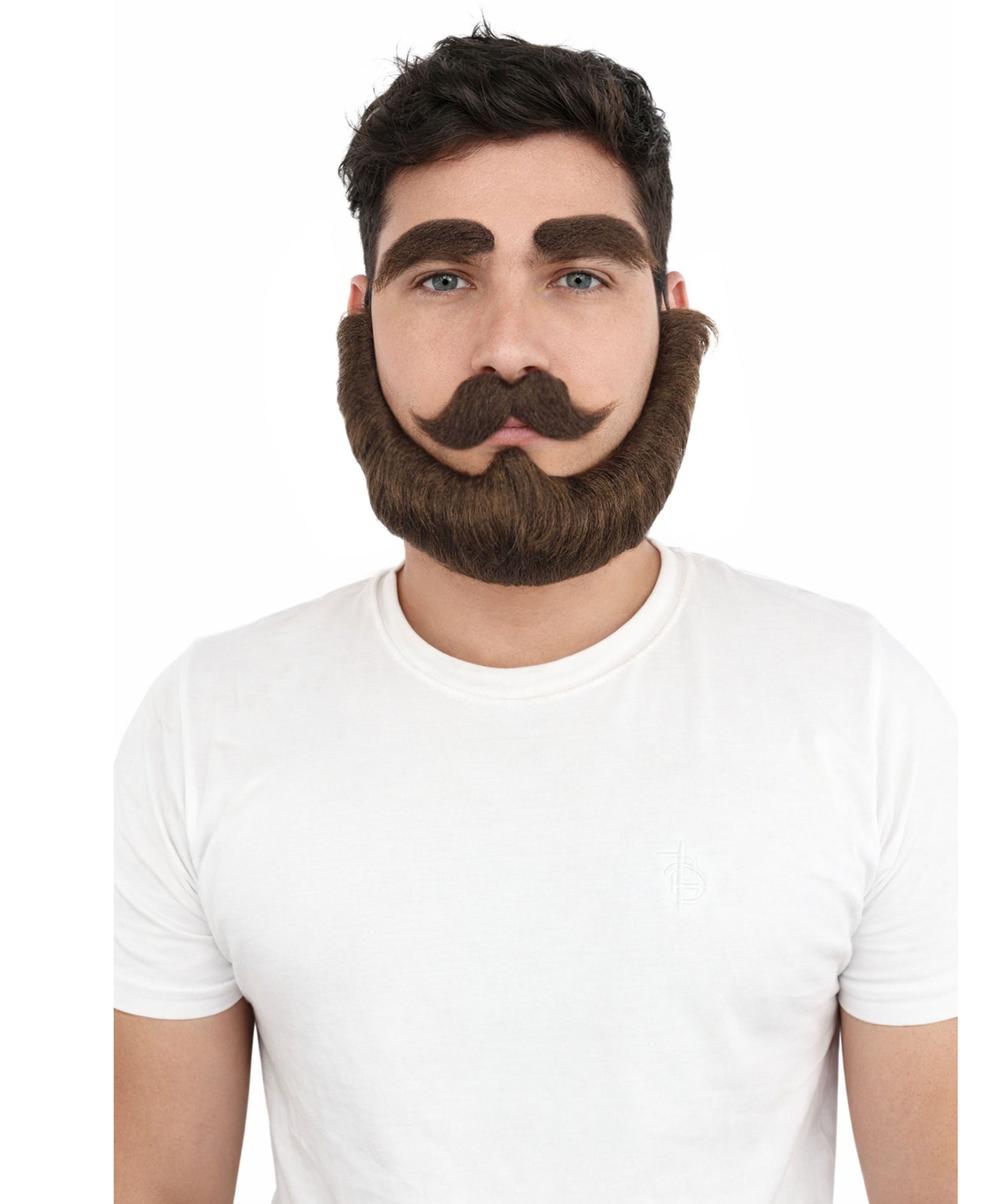 HPO Men's Historical Fake Beard Mustache & Eybrow Set | Thick Eyebrows Mustache Combo Synthetic Fiber | Party Halloween Cosplay Theater Drag Performance Costume Events