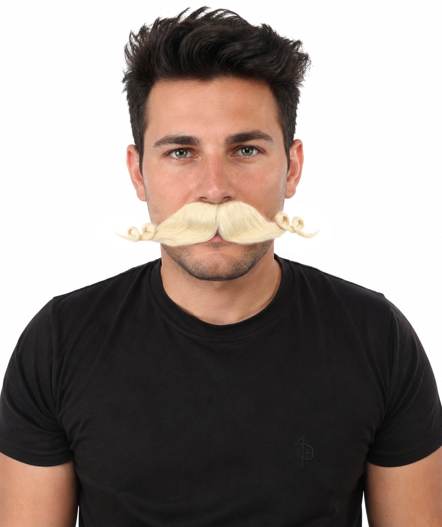 HPO Men’s Brown Curled Handlebar Mustache – Vintage Style Fake Facial Hair for Retro Characters | Ideal for Halloween, Cosplay and Themed Parties