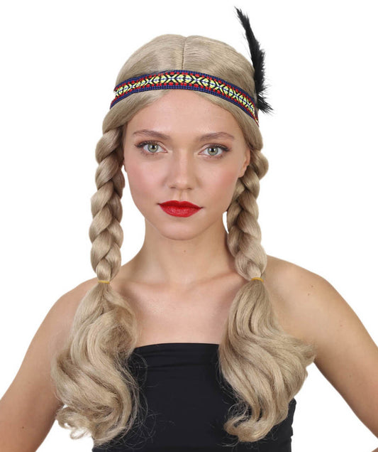 Native American Style Wig | TV Movie Blonde Fancy Halloween Wig | Premium Breathable Capless Cap