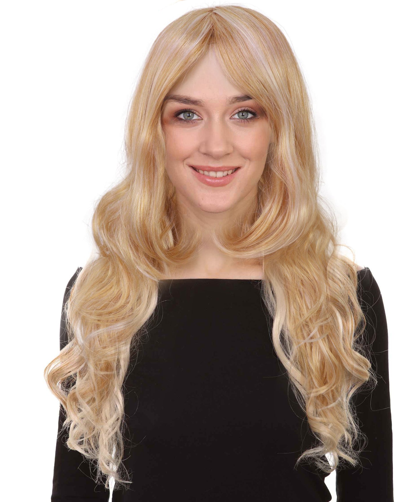 HPO Women Wavy Hot Honey Blonde Wig – Perfect for 70s Disco, Retro Costumes, Halloween and Cosplay, Themed Events, Breathable and comfortable cap design