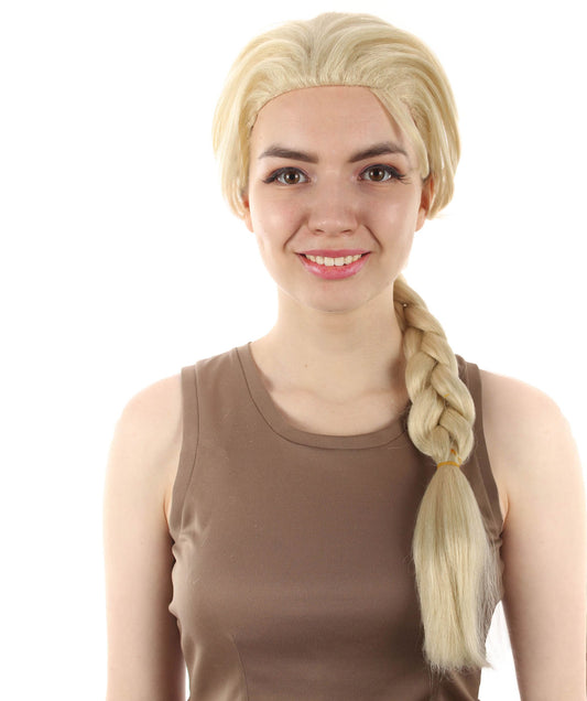 Queen Women Wig | Snow Movie Character Blonde Braided Halloween Wig | Premium Breathable Capless Cap