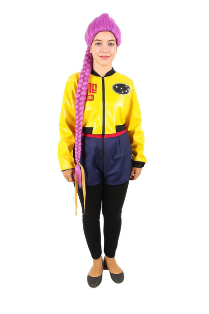 HPO Women’s K-Pop Star Warrior Wig and Costume Bundle | Ideal for Halloween and Cosplay | Flame-retardant Synthetic Fiber
