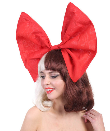 Singer Women's Short Straight Wig | Large Red Bow Brown & Blonde Celebrity Wig | Premium Breathable Capless Cap