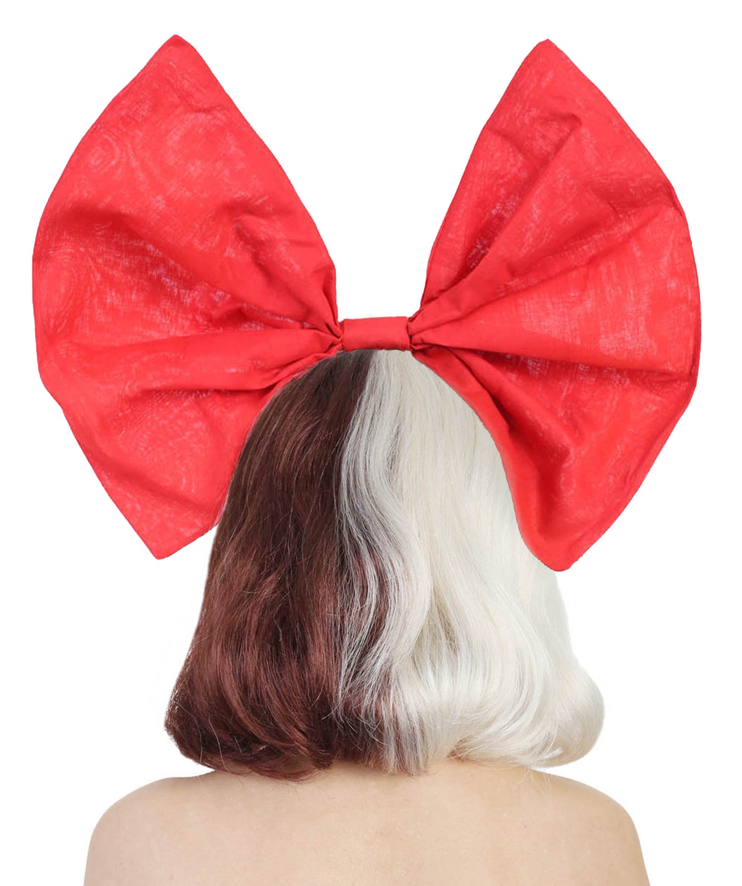 Singer Women's Short Straight Wig | Large Red Bow Brown & Blonde Celebrity Wig | Premium Breathable Capless Cap