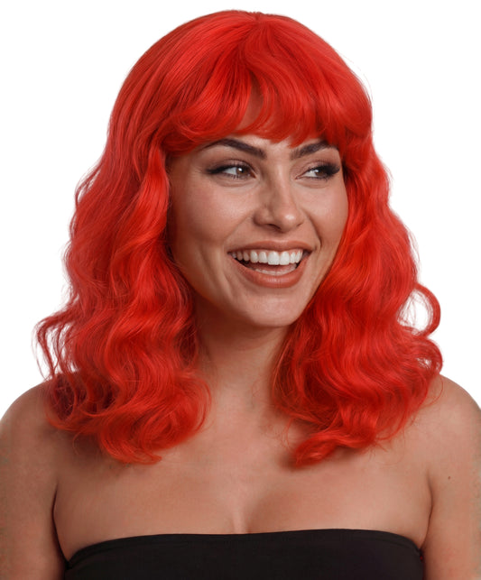 Women’s VIVA Bella Wig with Wavy Short Fringe Multiple color | Retro Vintage Hairpiece High Heat Resistance fiber | Adjustable Breathable Cap for Conventions Halloween Party Stage & Roleplay