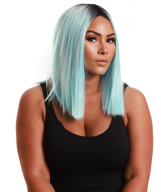 VIVA Natalia Multiple color Wig Peppermint | Shoulder-Length Straight Hairpiece | Flame-Retardant Synthetic Fiber with Adjustable Breathable Cap for Halloween, Party & Stage