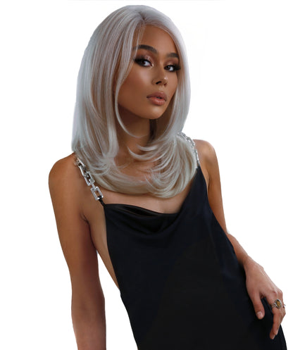 Women’s VIVA Zendaya Wig | Chic Shoulder-Length Wavy Bob in White Brown | Flame-Retardant Synthetic Fiber Hairpiece for Stage & Parties