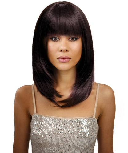 Women VIVA Elle Wig, Dark Brown | Long Straight Hairpiece | Flame-Retardant Synthetic Fiber for Parties, Halloween & Theater