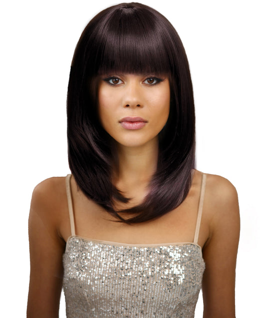 Women VIVA Elle Wig, Dark Brown | Long Straight Hairpiece | Flame-Retardant Synthetic Fiber for Parties, Halloween & Theater